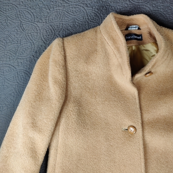 Harve Bernard Tan Cashmere Wool Button Front Coat Union Made Womens 6 Timeless - Picture 6 of 16
